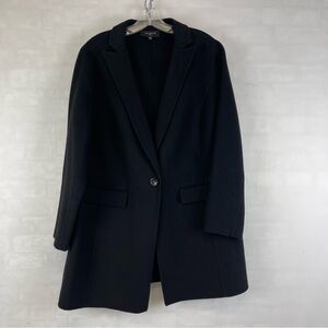 Talbots Woman Black Wool Coat Blazer Style Mid Length Single Button Size 12W